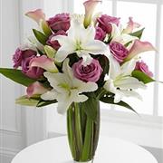 Luxury Oriental Lily and Rose Hand Tied Bouquet