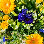 Blue and Lemon Hand Tied Bouquet
