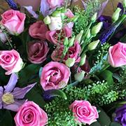 Luxury pink and purple handtied bouquet