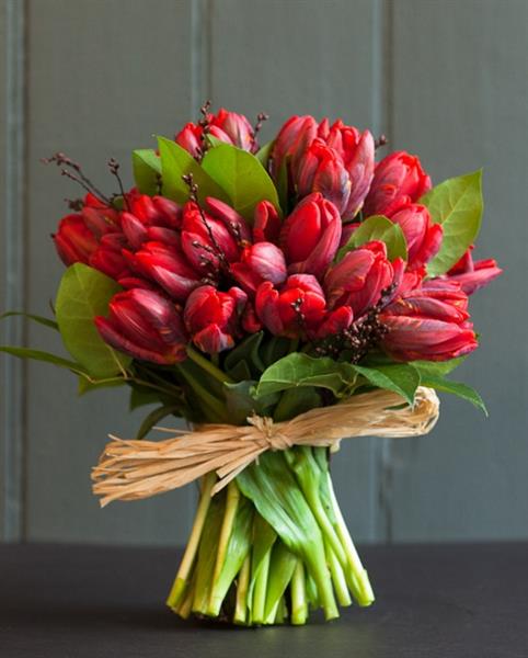Red Tulip Hand Tied Bouquet